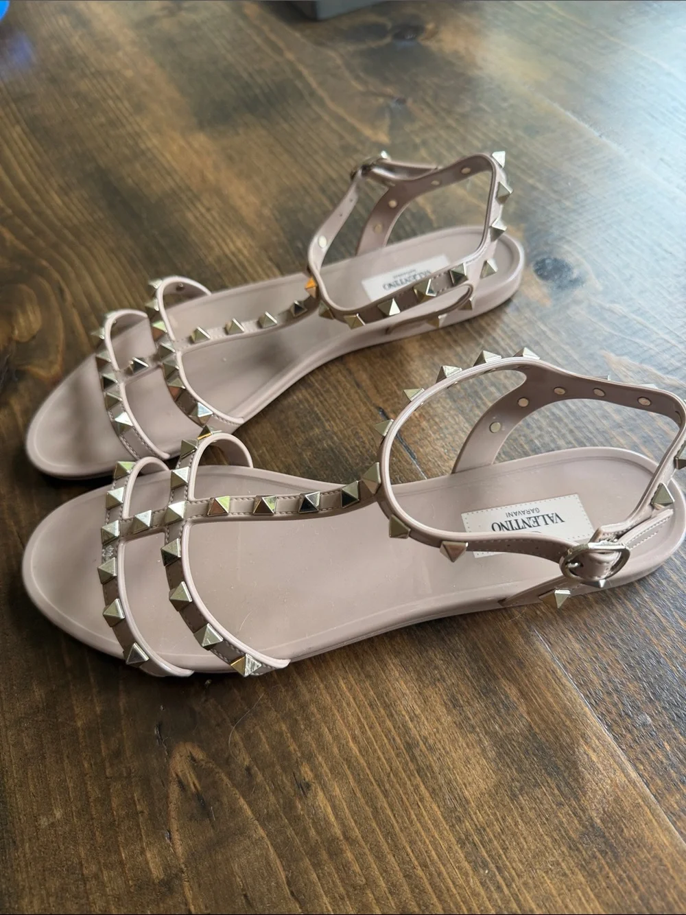 Valentino Jelly Nude Rockstud T-Strap Sandals 40 - Picture 2 of 5